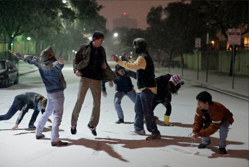 Austin, Texas. Photo by Tamir Kalifa/AP. The University of Texas Daily Texan, February 5, 2011. u201dSnow falling in New Hampshire is one thing; snow falling in Austin, Texas is quite another. But the surprising weather delighted these students of the University of Texas.u201d