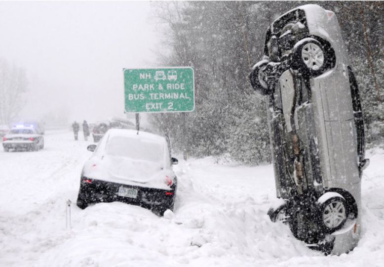 New Hampshire. Photo by Tim Jean/The Eagle-Tribune via AP. New York Times, February 3, 2011 ”Another massive snowstorm swept across the United States, causing accidents like this on Interstate 93. Bad weather makes for interesting pictures.”