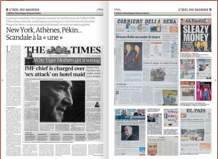 --Les pratiques journalistiques anglo-saxones et françaises sont complètement en contradiction, les deux, bien sur enveloppées de toutes les vertus, probité et passées au tamis de la déontologie la plus religieuse. Que des problèmes posés d'une manière hypocrite dans lesquels, étrangement, d'où que cela vienne, la --u00a0Moraleu00a0-- est érigée en Principe. Le principe de quel principe. C'est un principe ontologiqueu2026--rnLe Monde s'offre le monde,   Le Monde, 16 mai daté 17.rn