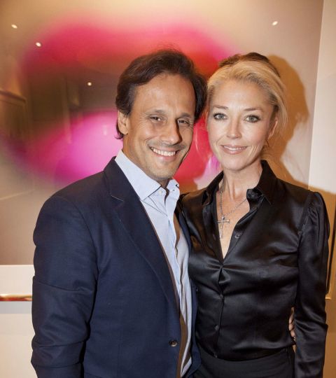 Indian textile heir Arun Nayar with The Little Black Gallery's Tamara Beckwith @ The Little Black Gallery Christmas Party