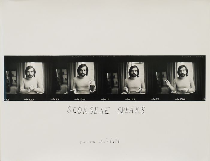 Martin Scorsese Speaks, c. 1970s/c. 1970srnGelatin silver print with hand-applied textrn3 x 13 1/4 inches (image); 10 7/8 x 13 7/8 inches (sheet)rn© Duane Michals. Courtesy of DC Moore Gallery, New York.rn