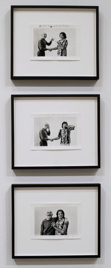 Robin Williams and Friend, c. 1980/2015rnThree gelatin silver prints with hand-applied textrn3 7/8 x 5 7/8 inches (each image); 5 x 7 inches (each sheet)rnEdition 1/5rn© Duane Michals. Courtesy of DC Moore Gallery, New York.rnrnrn