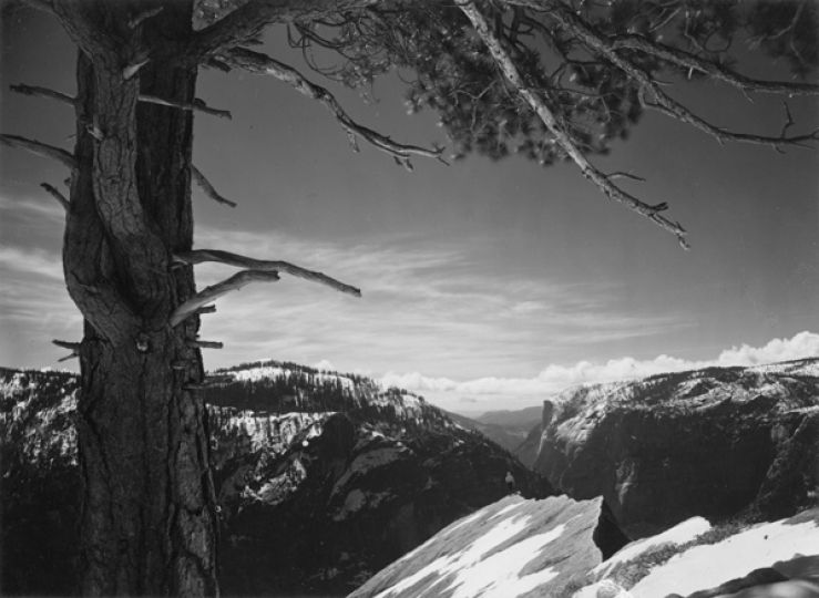 Ansel ADAMS, On the Heights. Medium: Vintage parmelian print, Neg. Date: 1927 / Print Date: 1927, Size: 5.75 x 7.75 inches. Description: This print was part of Adams’ first portfolio of eighteen prints, called, “Parmelian Prints of the High Sierras”, Grabhorn Press, San Francisco, 1927.