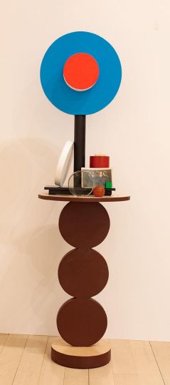 Magritte, 2022 Acrylic on wood with found objects on marble base 27 x 13 x 12 inches © Duane Michals - Courtesy DC Moore Gallery