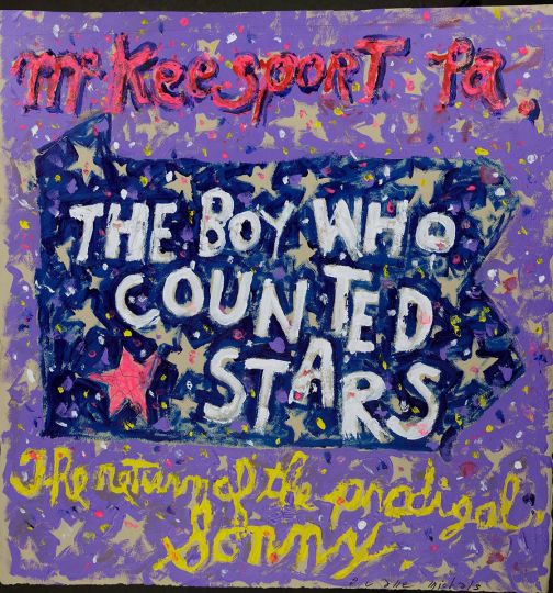 The Boy Who Counted Stars, 2021 Acrylic on paper 23 x 22 inches © Duane Michals - Courtesy DC Moore Gallery