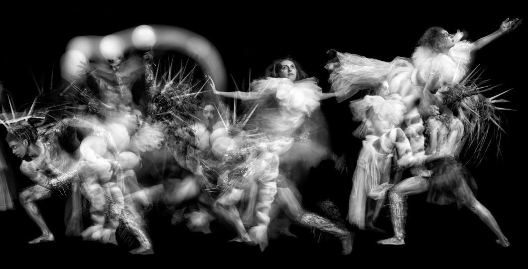 John Singletary, Providence (right detail from Anahata), Six-Panel OLED Photography Based Installation, 30’ x 3’, Models: Amber Malmstadt and Nathaniel Carter