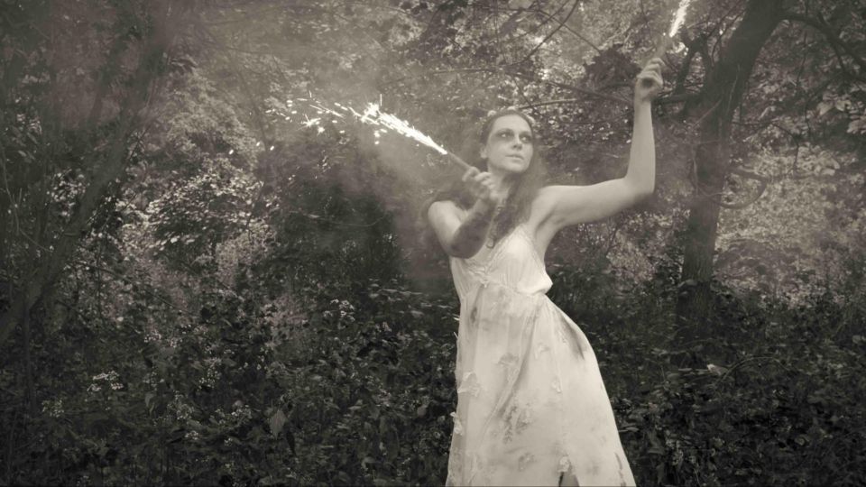 John Singletary, Heavy Water (still frame from Traces), Six-Panel OLED Video, Animation and Sound Installation, 22:30 Minutes, Model: Hayley Striker