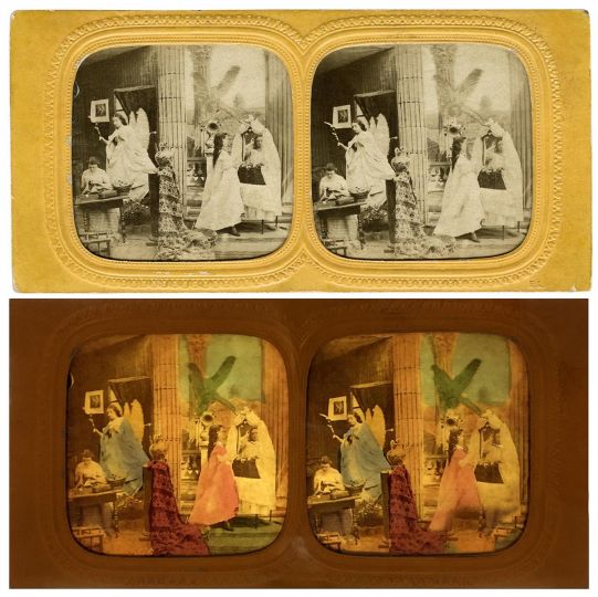 Pierre Henri Armand Lefort, allegory of the pious and fallen woman, ca. 1859. Stereoscopic dissolving (tissue) view. Author’s collection.