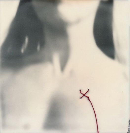 Catherine Just, The Stitched Heart, 2015, archival Pigment Print and Red Thread, edition 1/5