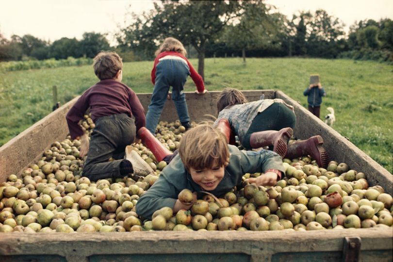 La Charrette de pommes, Poilley, 1974 © Madeleine de Sinéty