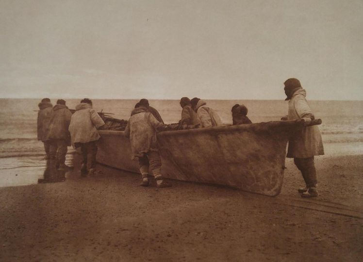 Edward S. Curtis, Launching the Whaleboat - Cape Prince of Wales, 1928, Courtesy of PDNB Gallery, Denton, TX