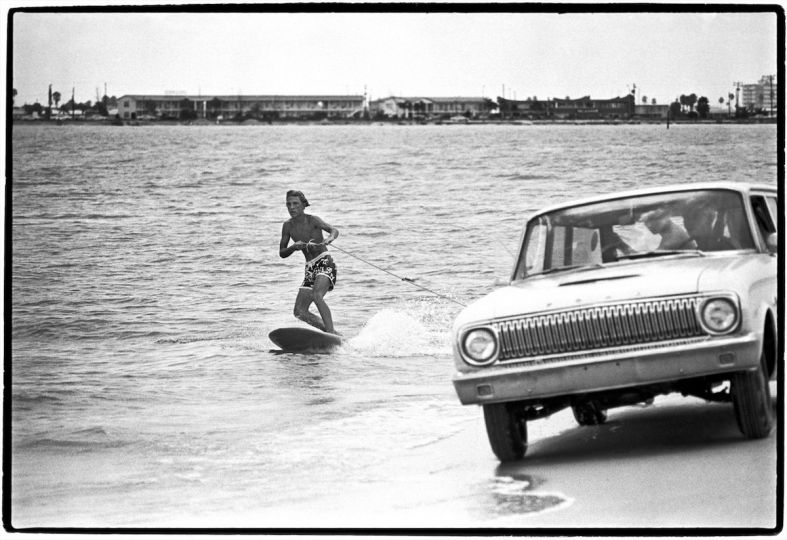 Al Satterwhite, Surfing Florida Style (Car Pulling a Surfer), 1964 - Courtesy C+C Gallery