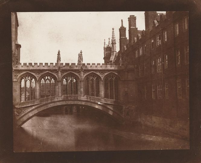 William Henry Fox Talbot (English, 1800-1877) Bridge of Sighs, St. John's College, Cambridge, circa 1845 Salt print from a calotype negative 16.4 x 20.8 cm on 19.6 x 25.0 cm paper - Courtesy Hans P. Kraus Jr. Fine Photographs