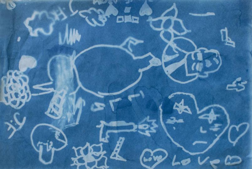 Cyanotype made from drawing by participant